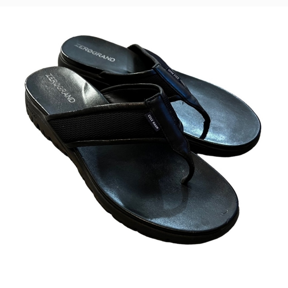 Cole Haan Zerogrand black leather men’s sandals SZ 10
